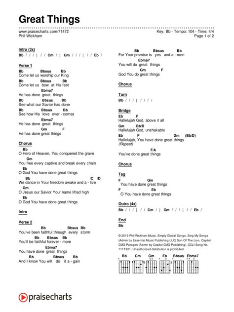 GREAT THINGS CHORDS by Phil Wickham @ Ultimate .